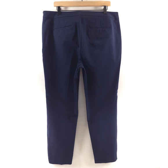 Talbots Women Pants Chatham Ankle 16 Navy Blue Side Zip Stretch Career Slim Leg - Picture 3 of 10